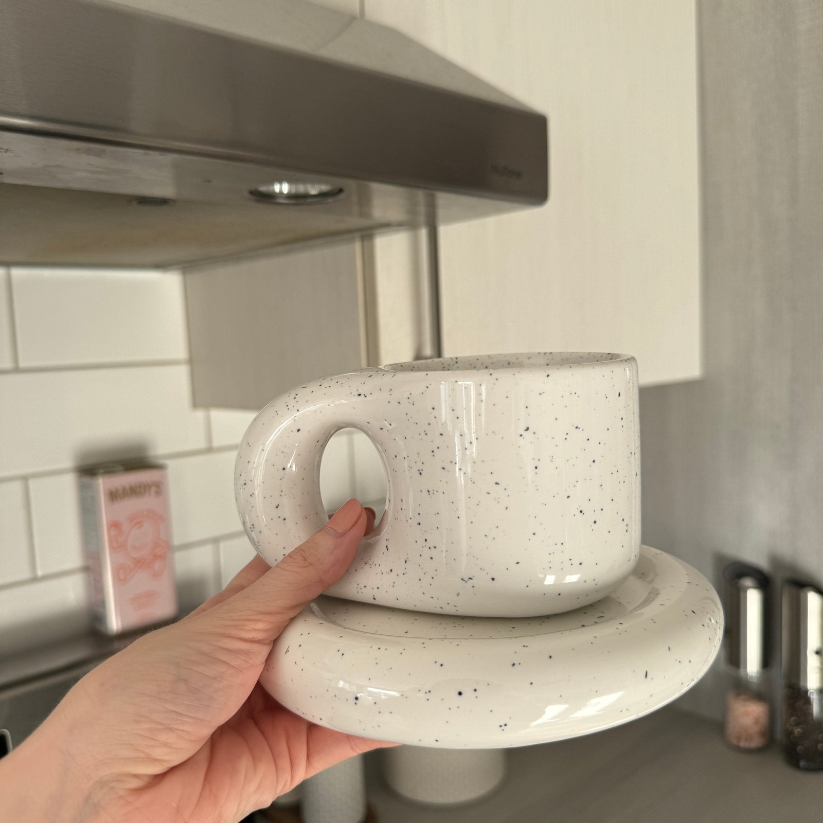 Koffiekopje met Schotel | Keramiek Handgemaakt | 300 ml Pastel-Boutique Moda