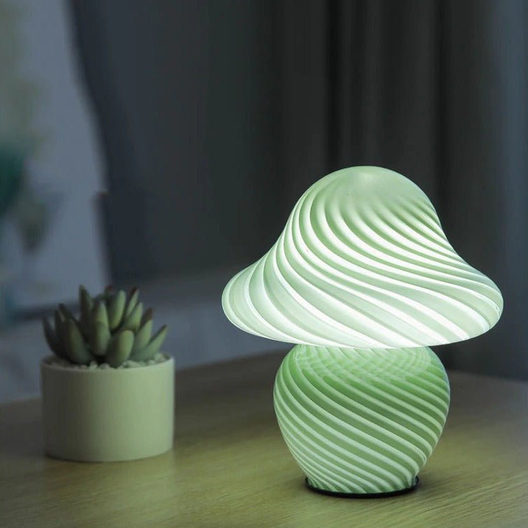 Sfeerlamp | Gestreepte Glazen Paddenstoel | USB 3 Lichtstanden-Boutique Moda