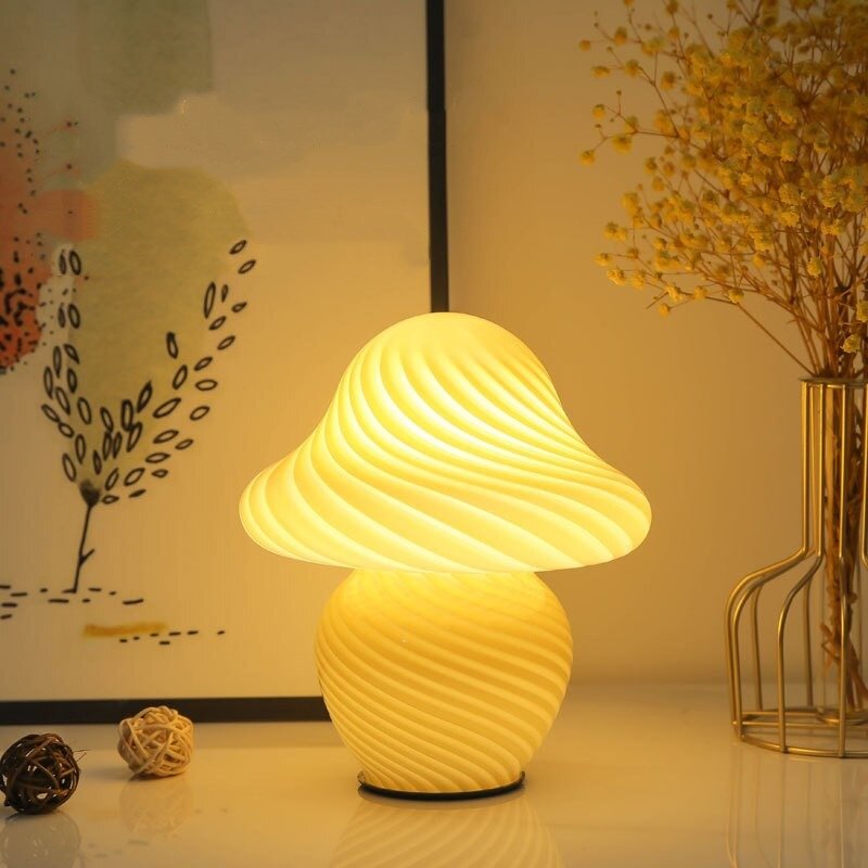 Sfeerlamp | Gestreepte Glazen Paddenstoel | USB 3 Lichtstanden-Boutique Moda