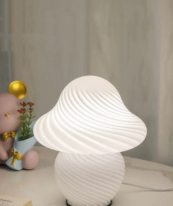 Sfeerlamp | Gestreepte Glazen Paddenstoel | USB 3 Lichtstanden-Boutique Moda