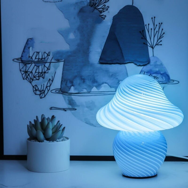 Sfeerlamp | Gestreepte Glazen Paddenstoel | USB 3 Lichtstanden-Boutique Moda