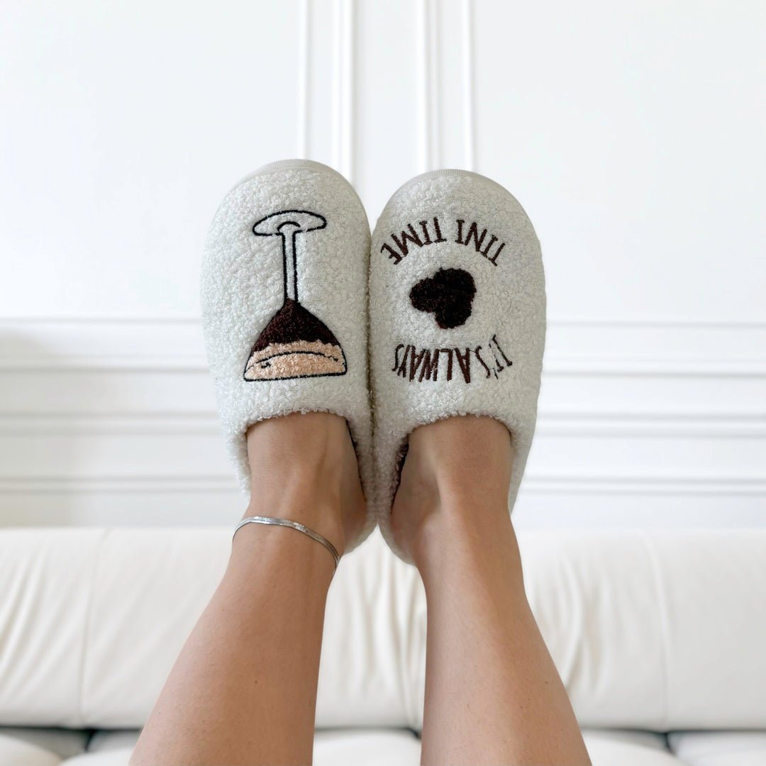 Instap Sloffen | Pluche Memory Foam | Geborduurd Antislip-Boutique Moda