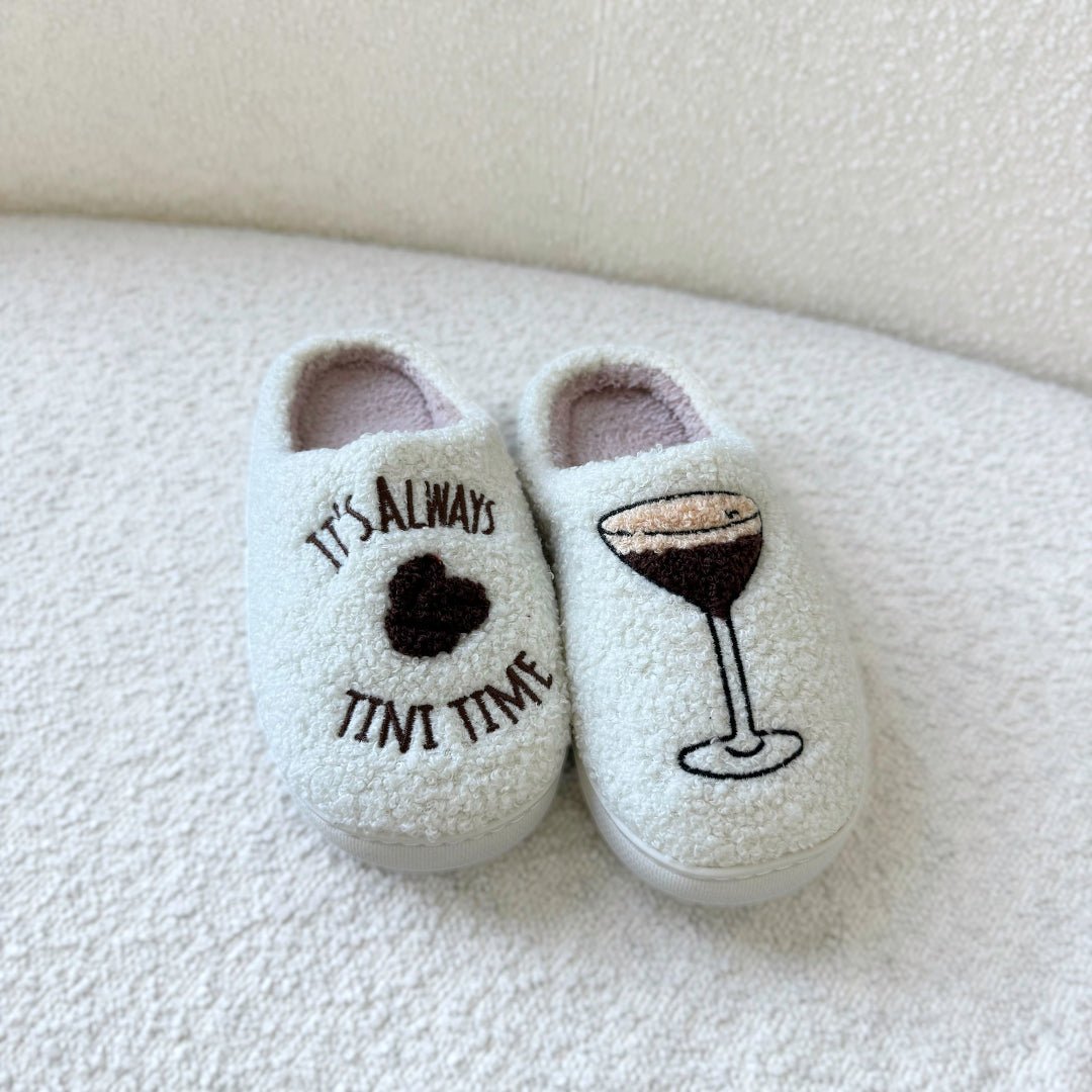 Instap Sloffen | Pluche Memory Foam | Geborduurd Antislip-Boutique Moda