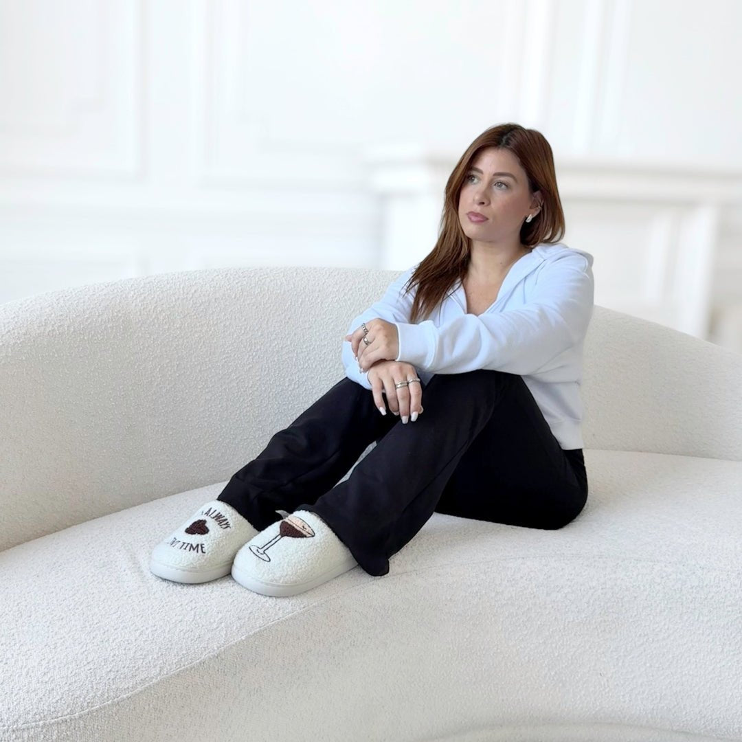 Instap Sloffen | Pluche Memory Foam | Geborduurd Antislip-Boutique Moda