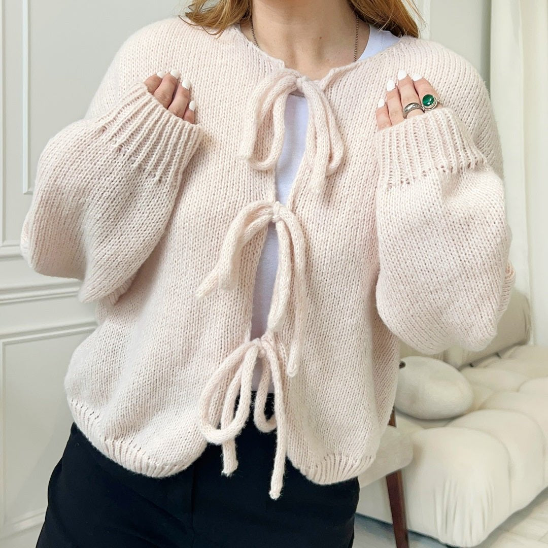Cardigan Dames | Gebreid met Strikjes | Pofmouw Oversized-Boutique Moda