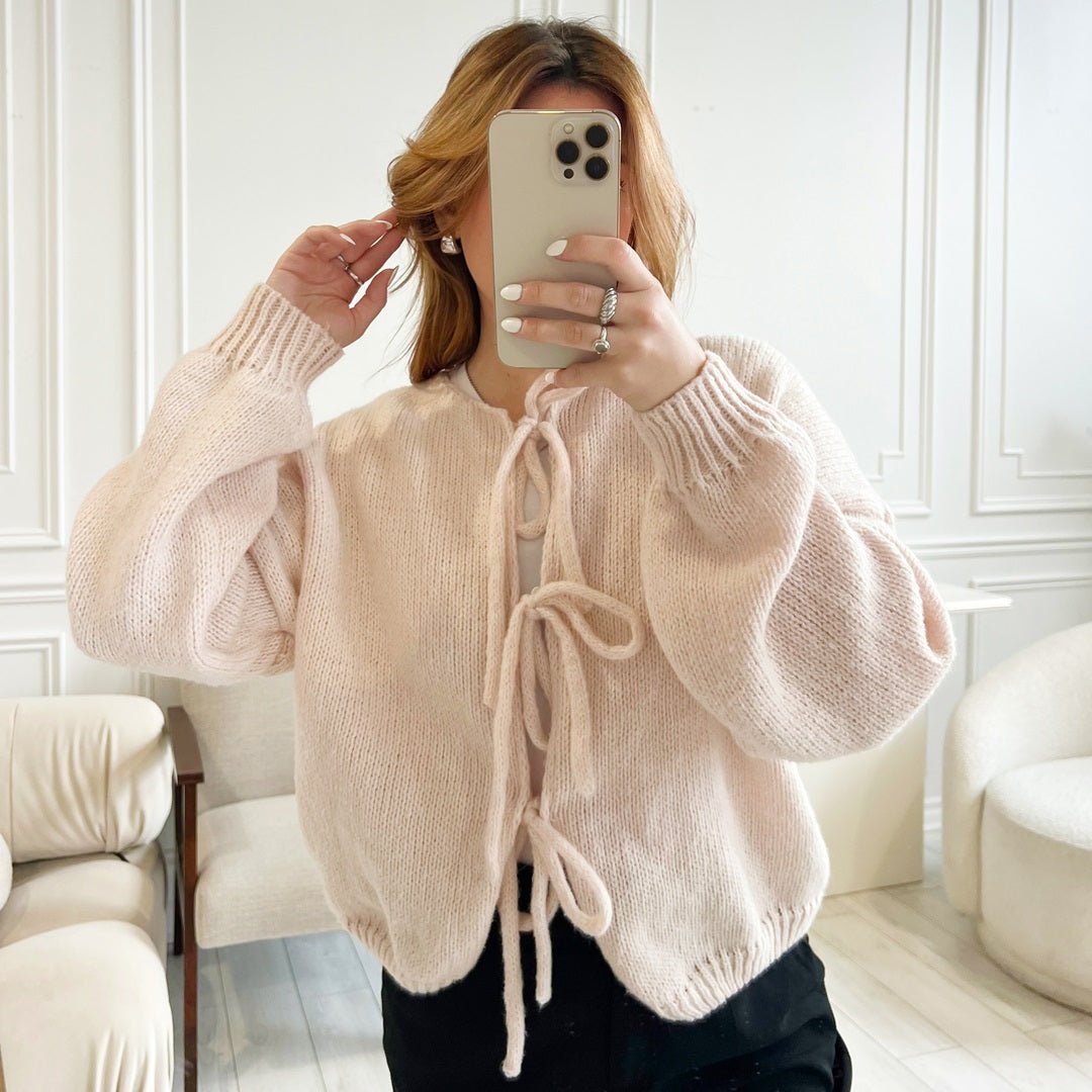 Cardigan Dames | Gebreid met Strikjes | Pofmouw Oversized-Boutique Moda