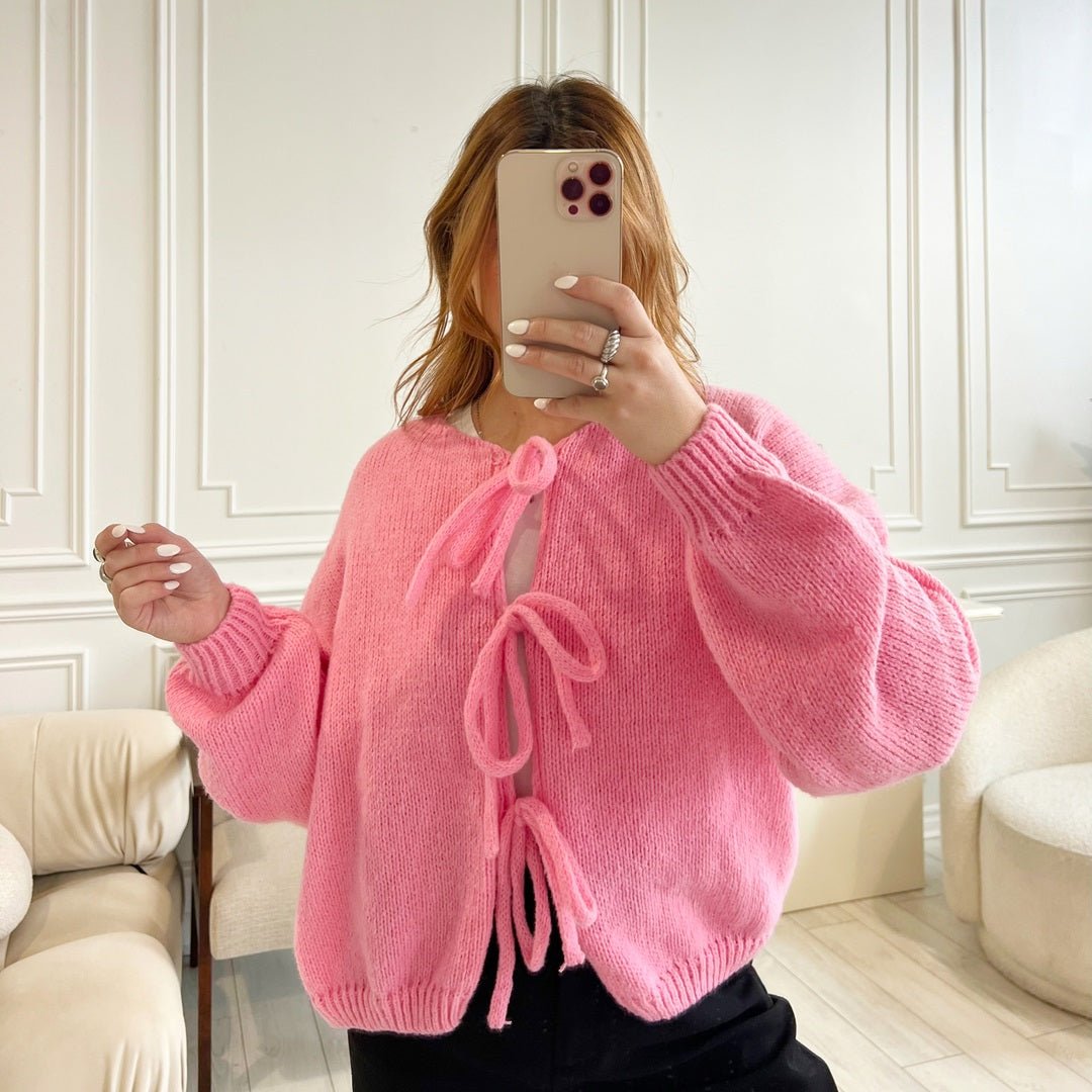 Cardigan Dames | Gebreid met Strikjes | Pofmouw Oversized-Boutique Moda