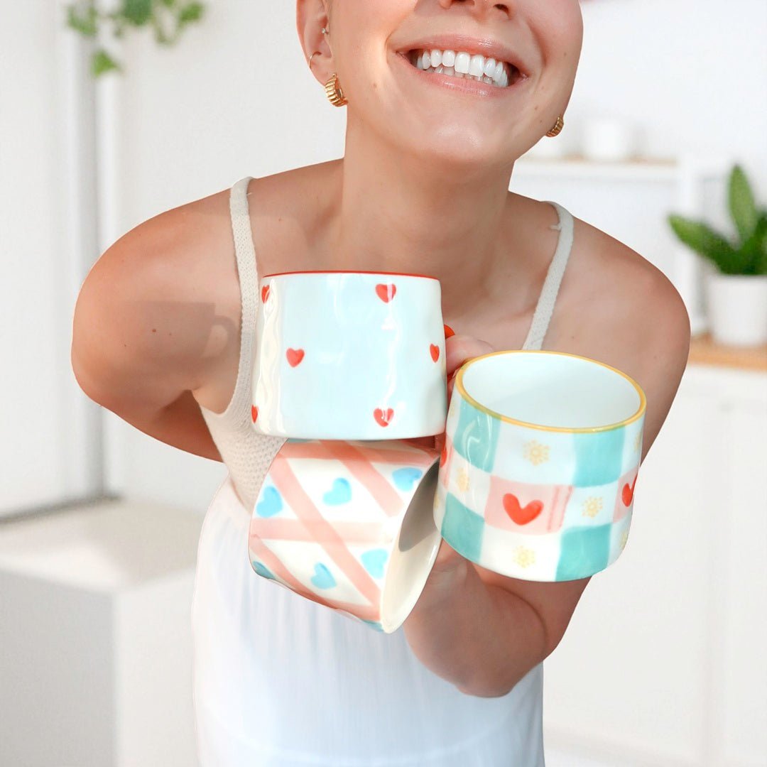 Mok met Hartjes | Keramiek 300 ml | Hartvormig Oor-Boutique Moda