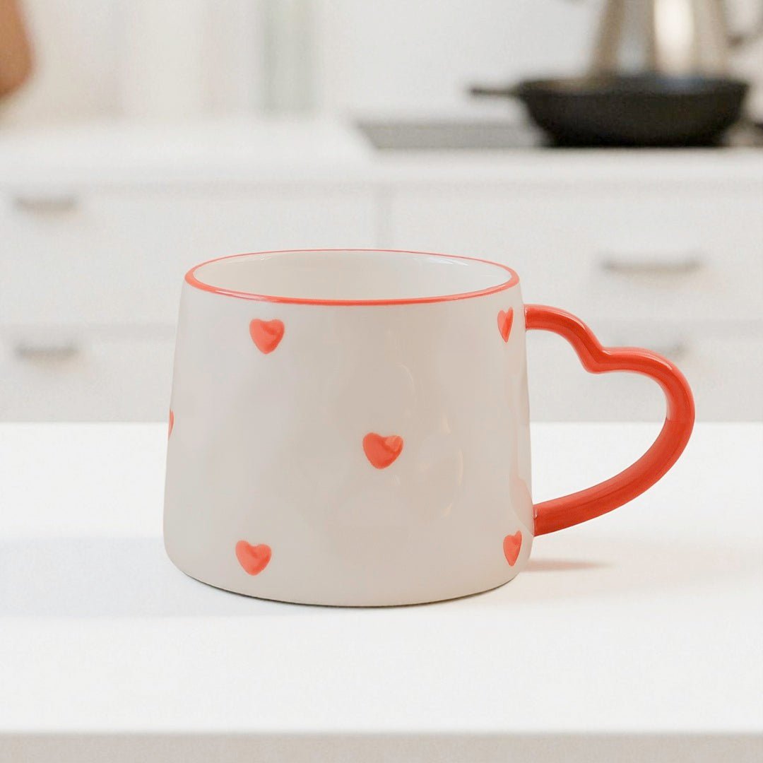 Mok met Hartjes | Keramiek 300 ml | Hartvormig Oor-Boutique Moda