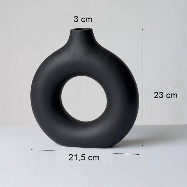Keramieke Vaas | Donut Mat Handgemaakt | Creme of Zwart-Boutique Moda