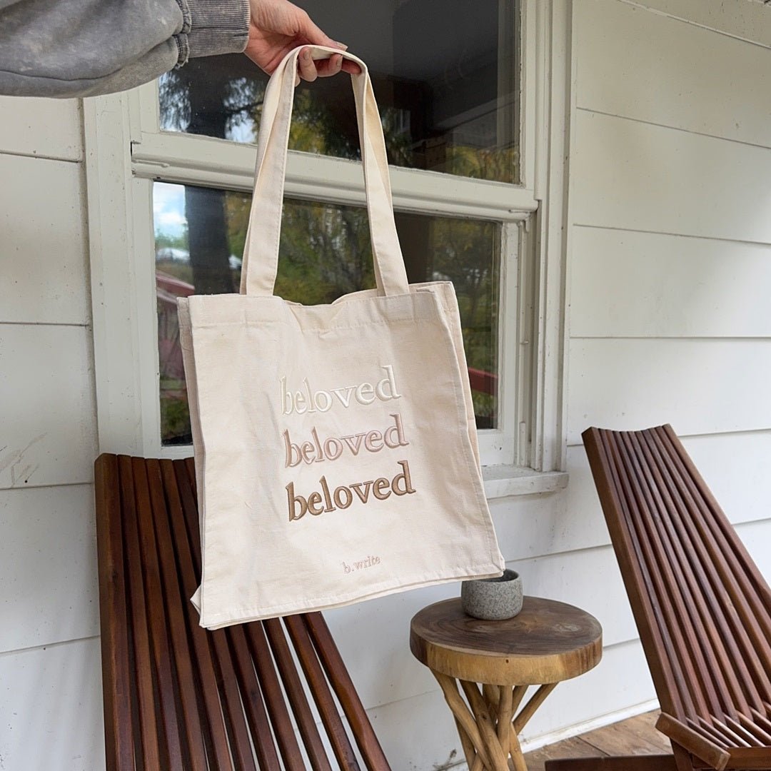 Canvas Tas Dames | Geborduurde Tekst | Magneetsluiting en Binnenvak-Boutique Moda