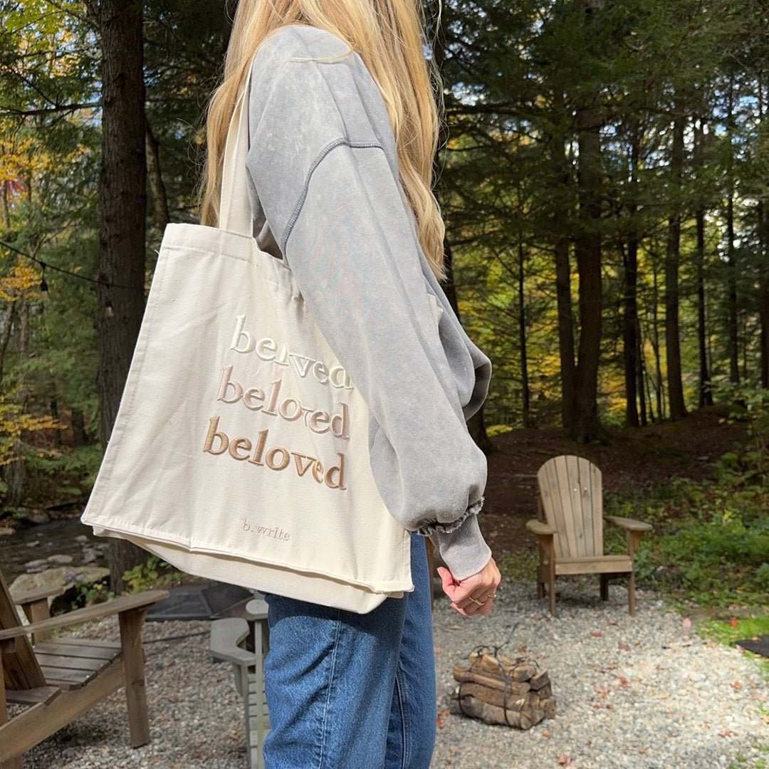 Canvas Tas Dames | Geborduurde Tekst | Magneetsluiting en Binnenvak-Boutique Moda