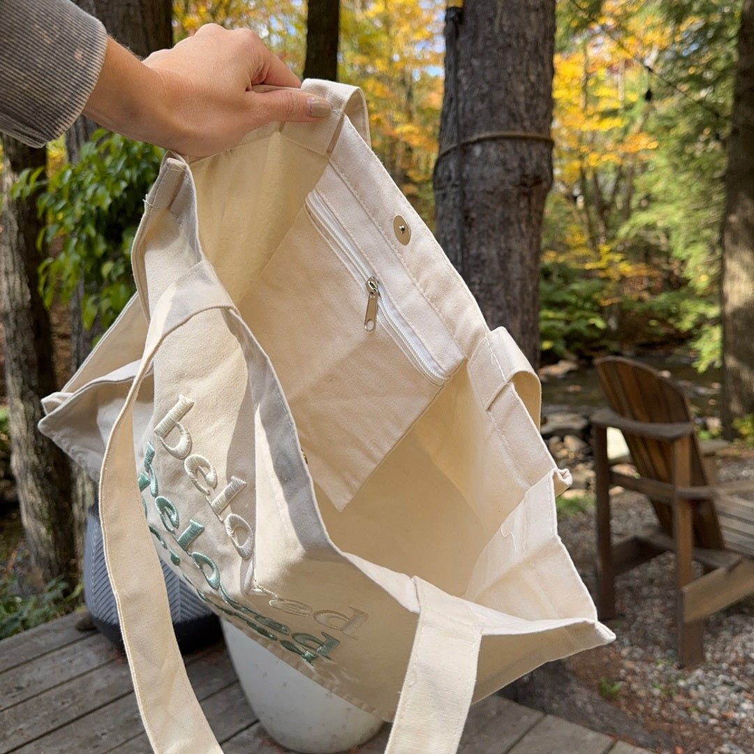 Canvas Tas Dames | Geborduurde Tekst | Magneetsluiting en Binnenvak-Boutique Moda