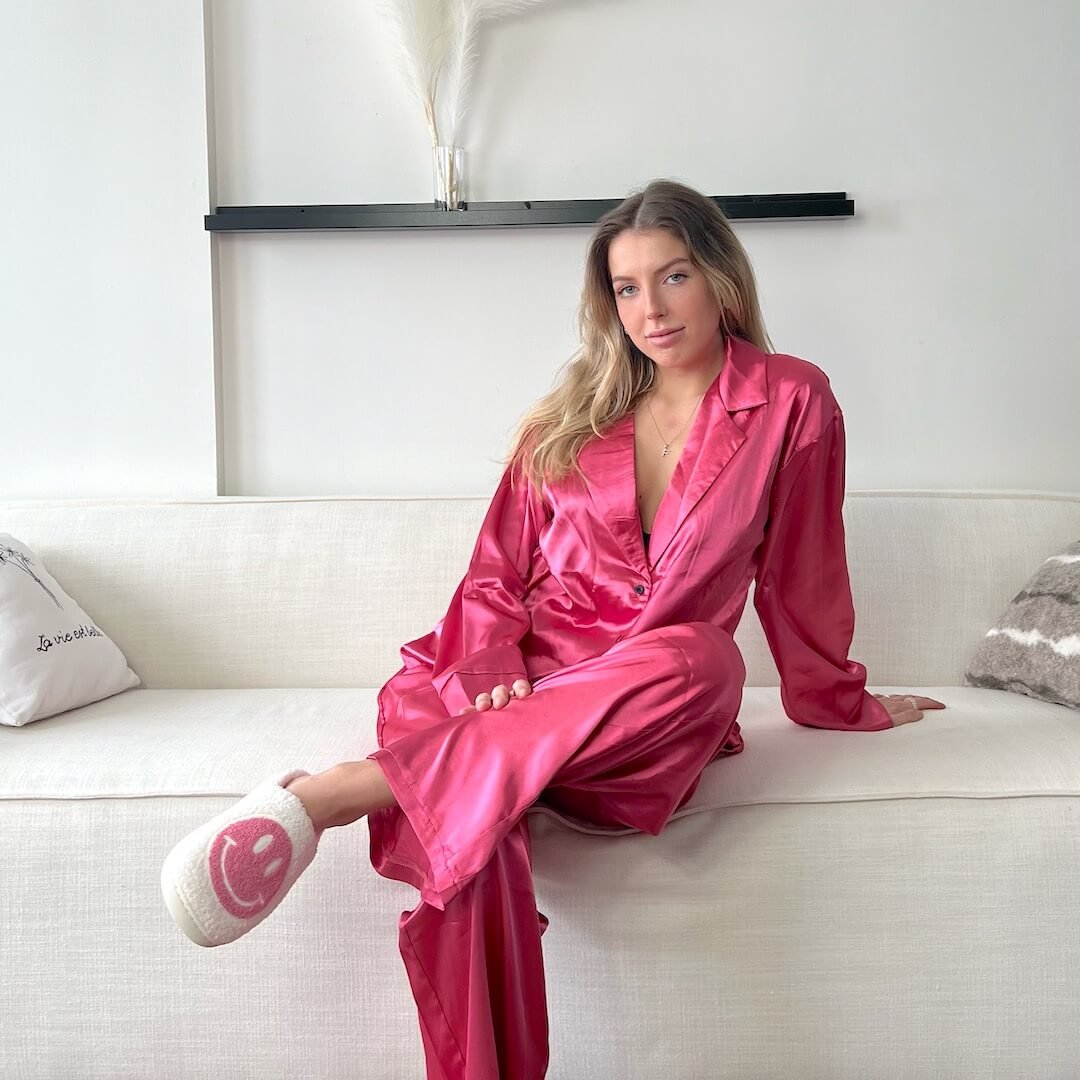 Satijnen Loungeset | Oversized Lange Mouw | Knoopsluiting Dames-Boutique Moda