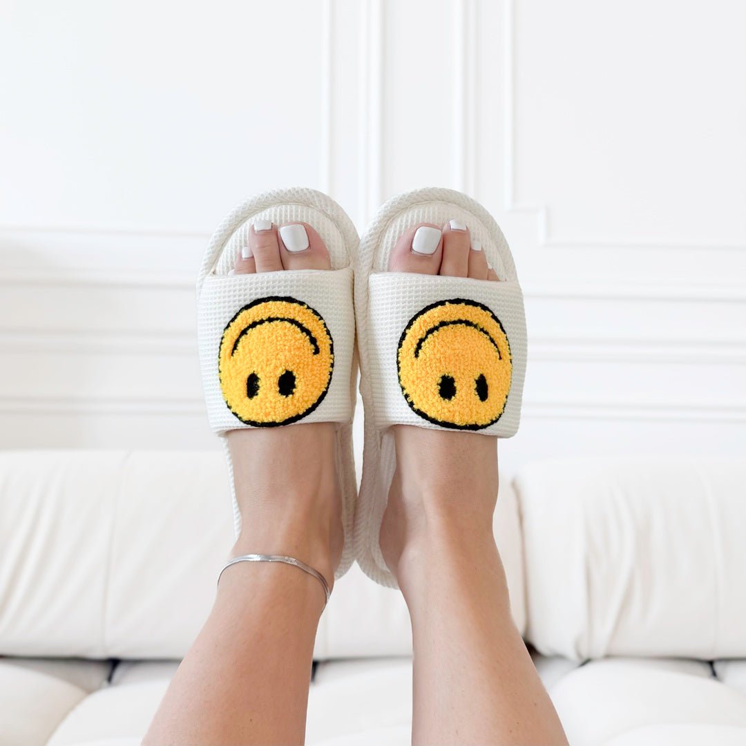 Smiley Slides | Geborduurd | Zacht Voetbed Antislip-Boutique Moda