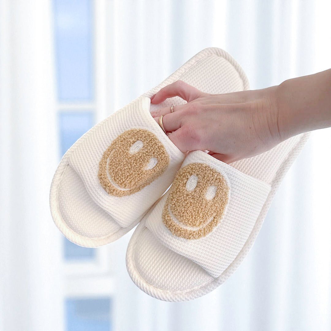 Smiley Slides | Geborduurd | Zacht Voetbed Antislip-Boutique Moda