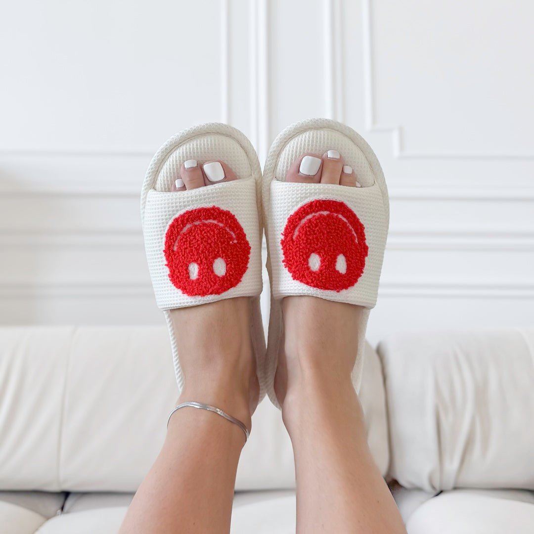 Smiley Slides | Geborduurd | Zacht Voetbed Antislip-Boutique Moda
