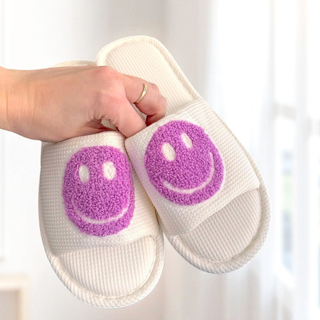 Smiley Slides | Geborduurd | Zacht Voetbed Antislip-Boutique Moda