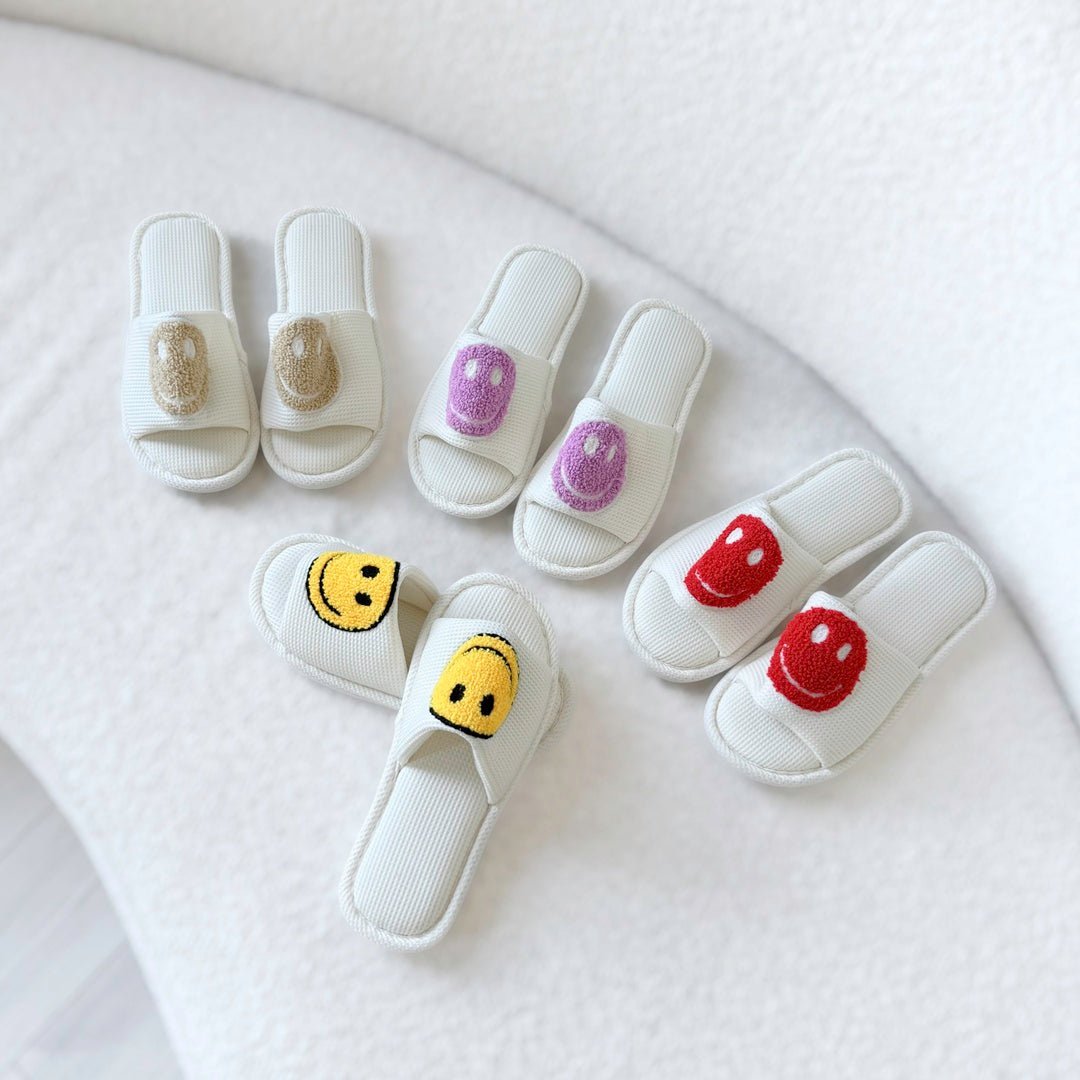 Smiley Slides | Geborduurd | Zacht Voetbed Antislip-Boutique Moda