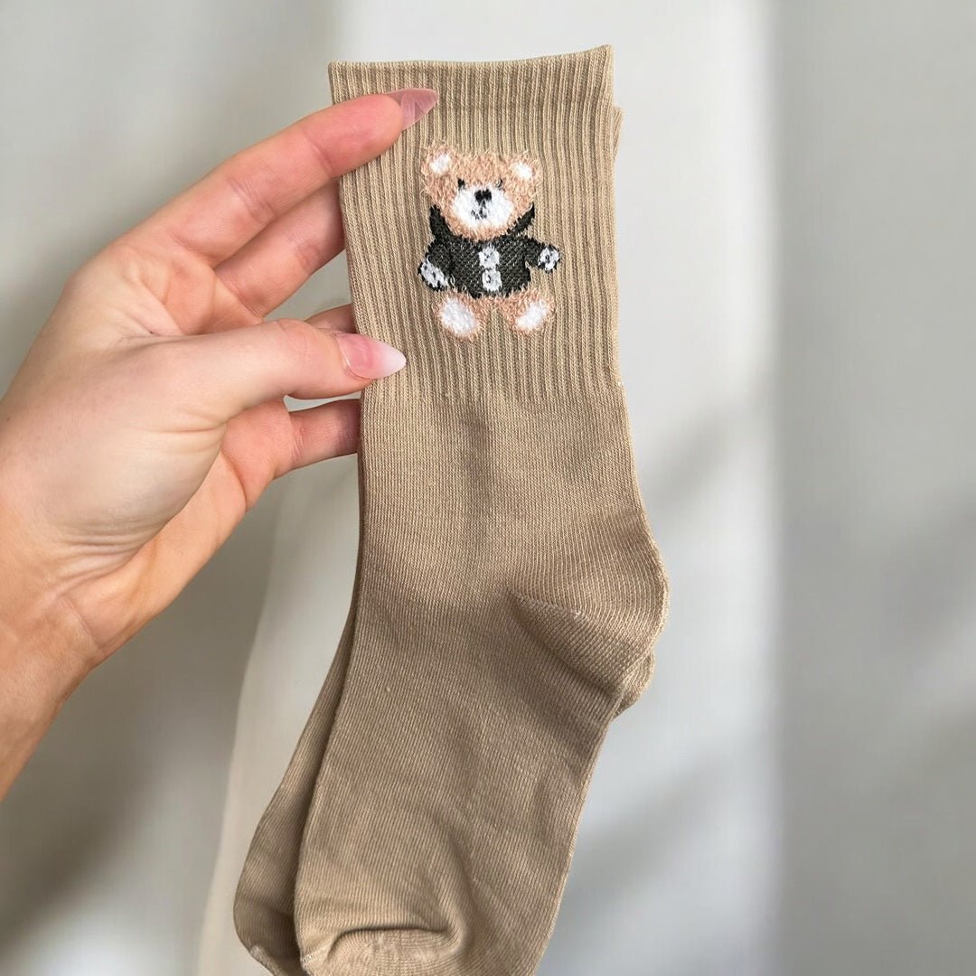 Katoenen Sokken Dames | Beertje Geborduurd | 5 Paar-Boutique Moda