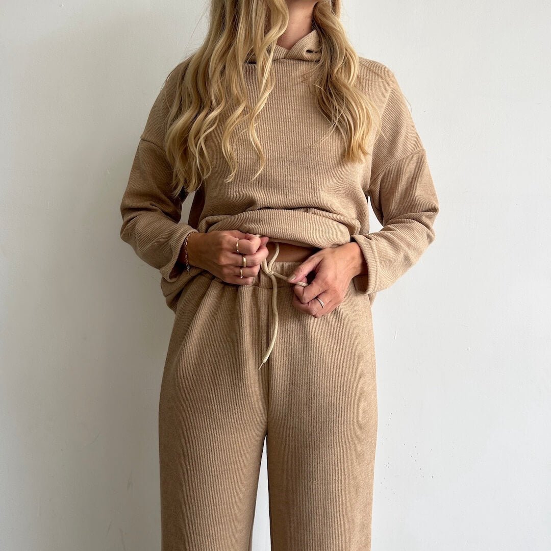 Sweatpak Dames | Tweedelig | Capuchon en Wijde Pijpen-Boutique Moda