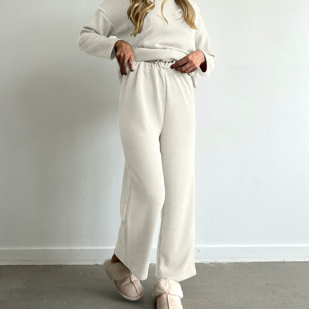 Sweatpak Dames | Tweedelig | Capuchon en Wijde Pijpen-Boutique Moda