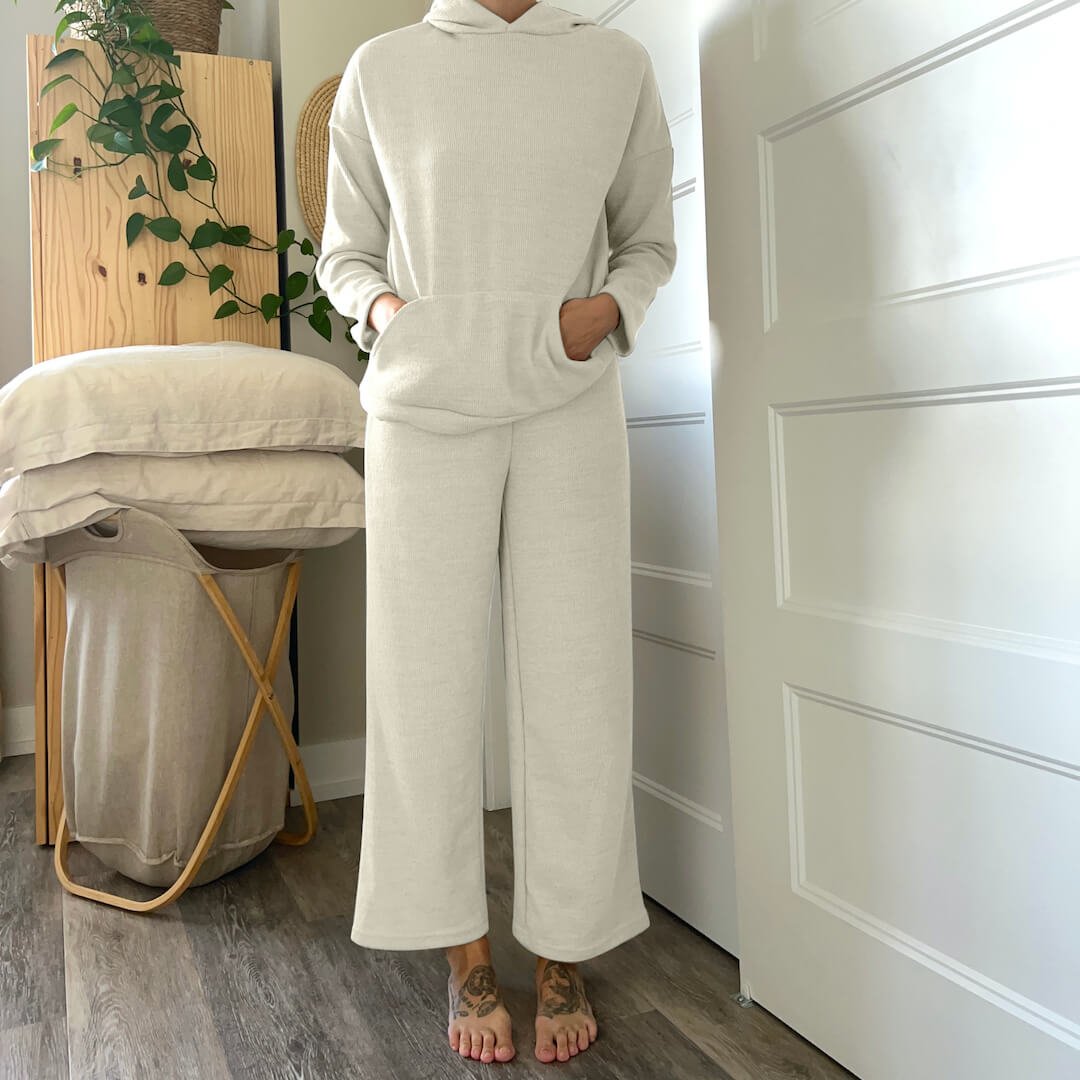 Sweatpak Dames | Tweedelig | Capuchon en Wijde Pijpen-Boutique Moda