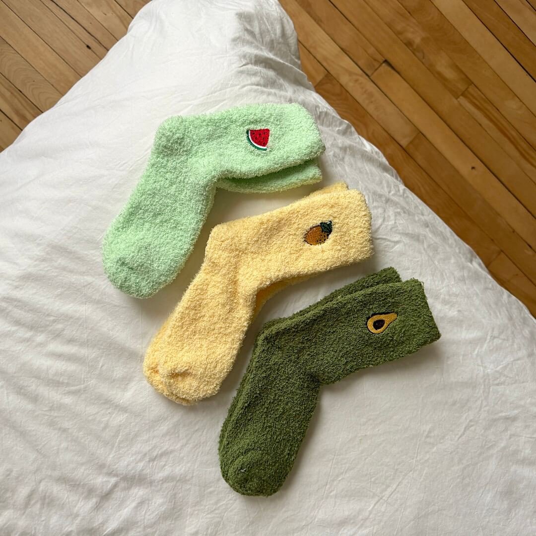 Fluffy Sokken | Fruit Motief | Set van 3 Paar-Boutique Moda