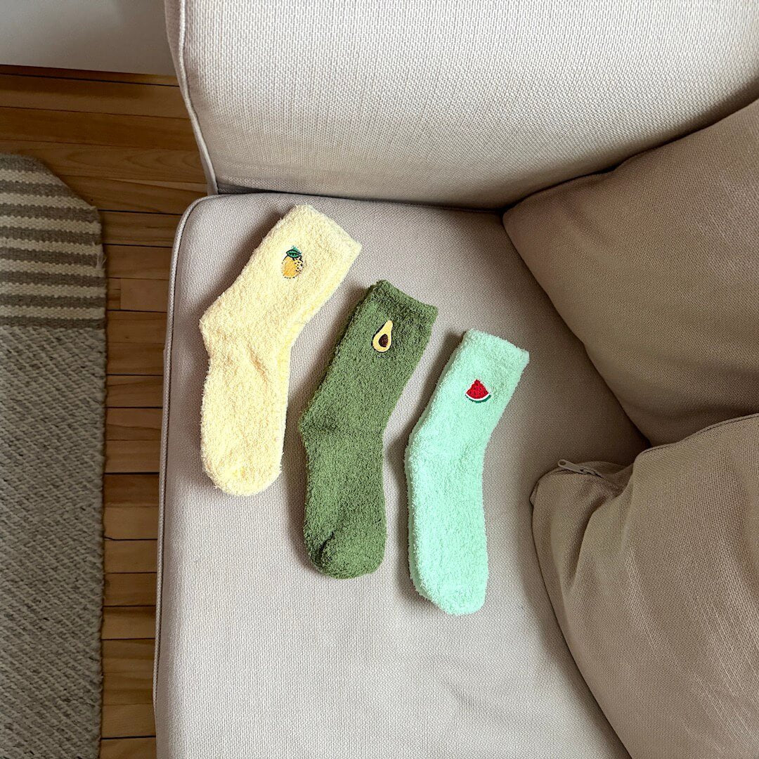 Fluffy Sokken | Fruit Motief | Set van 3 Paar-Boutique Moda