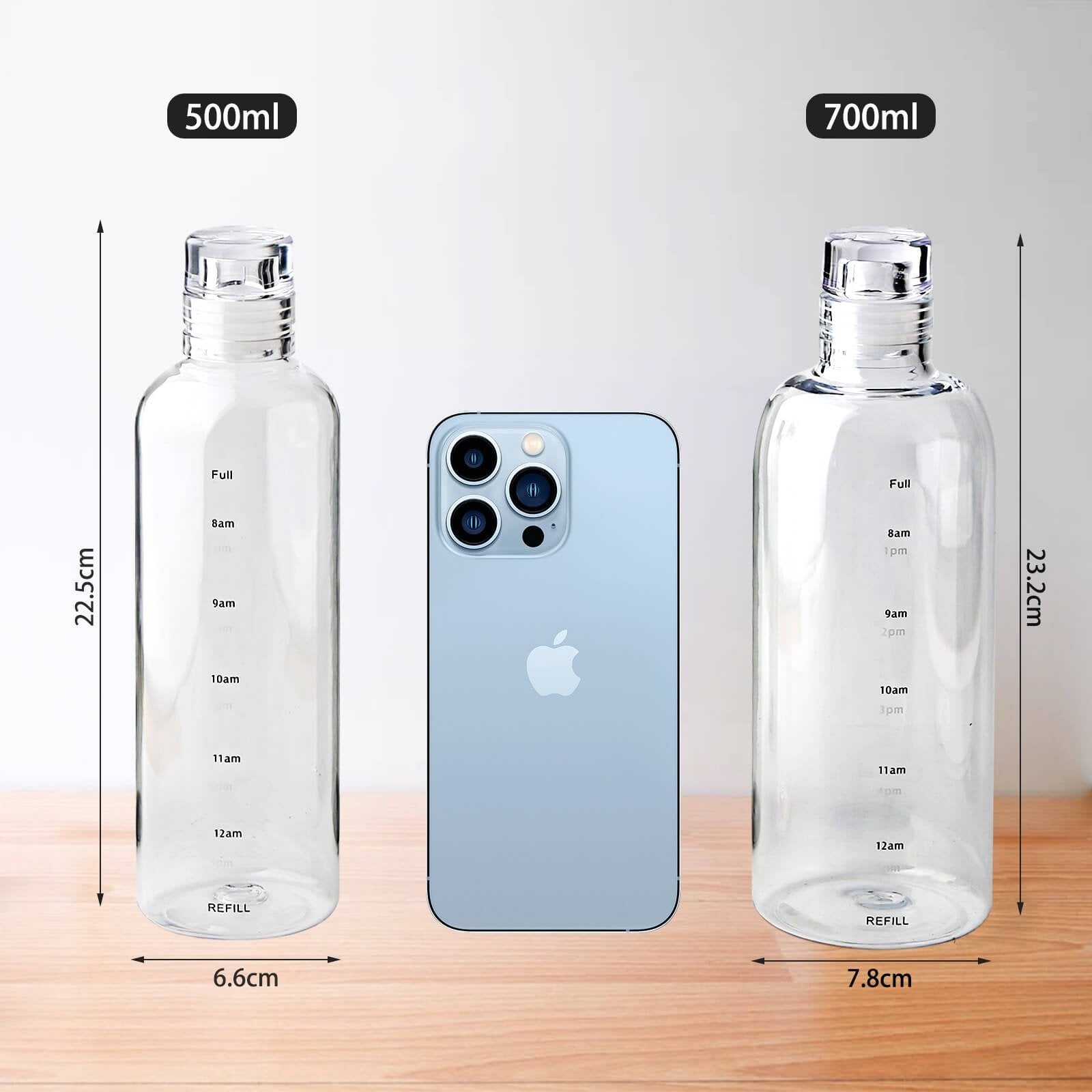 Waterfles | Tijdmarkering | 500 of 700 ml BPA Vrij-Boutique Moda