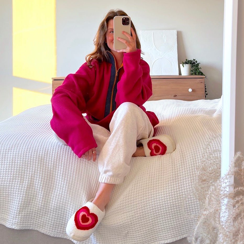 Sloffen met Hartjes | Pluche Pantoffels Dames | Antislip-Boutique Moda