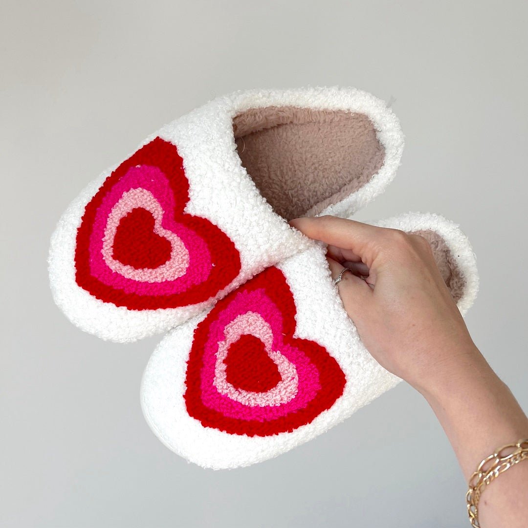 Sloffen met Hartjes | Pluche Pantoffels Dames | Antislip-Boutique Moda