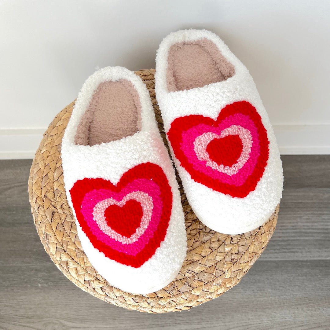Sloffen met Hartjes | Pluche Pantoffels Dames | Antislip-Boutique Moda