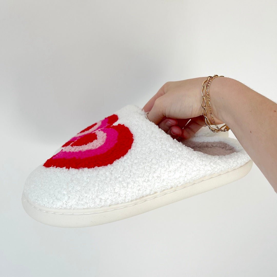 Sloffen met Hartjes | Pluche Pantoffels Dames | Antislip-Boutique Moda