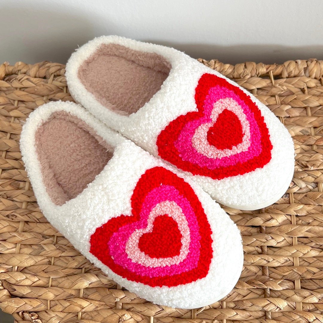 Sloffen met Hartjes | Pluche Pantoffels Dames | Antislip-Boutique Moda