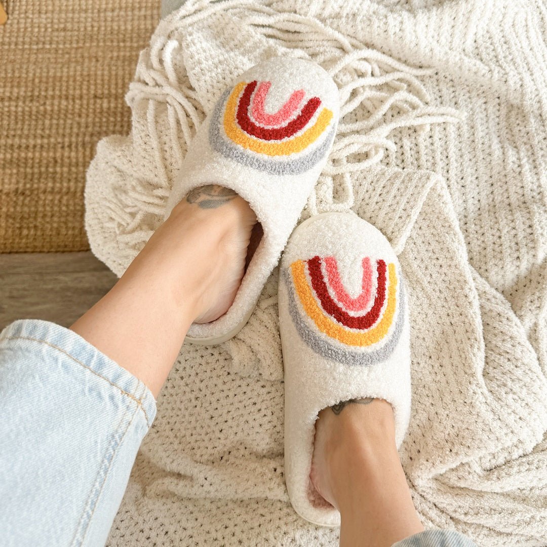 Regenboog Pantoffels | Pluche Sloffen Dames | Antislip Zool-Boutique Moda