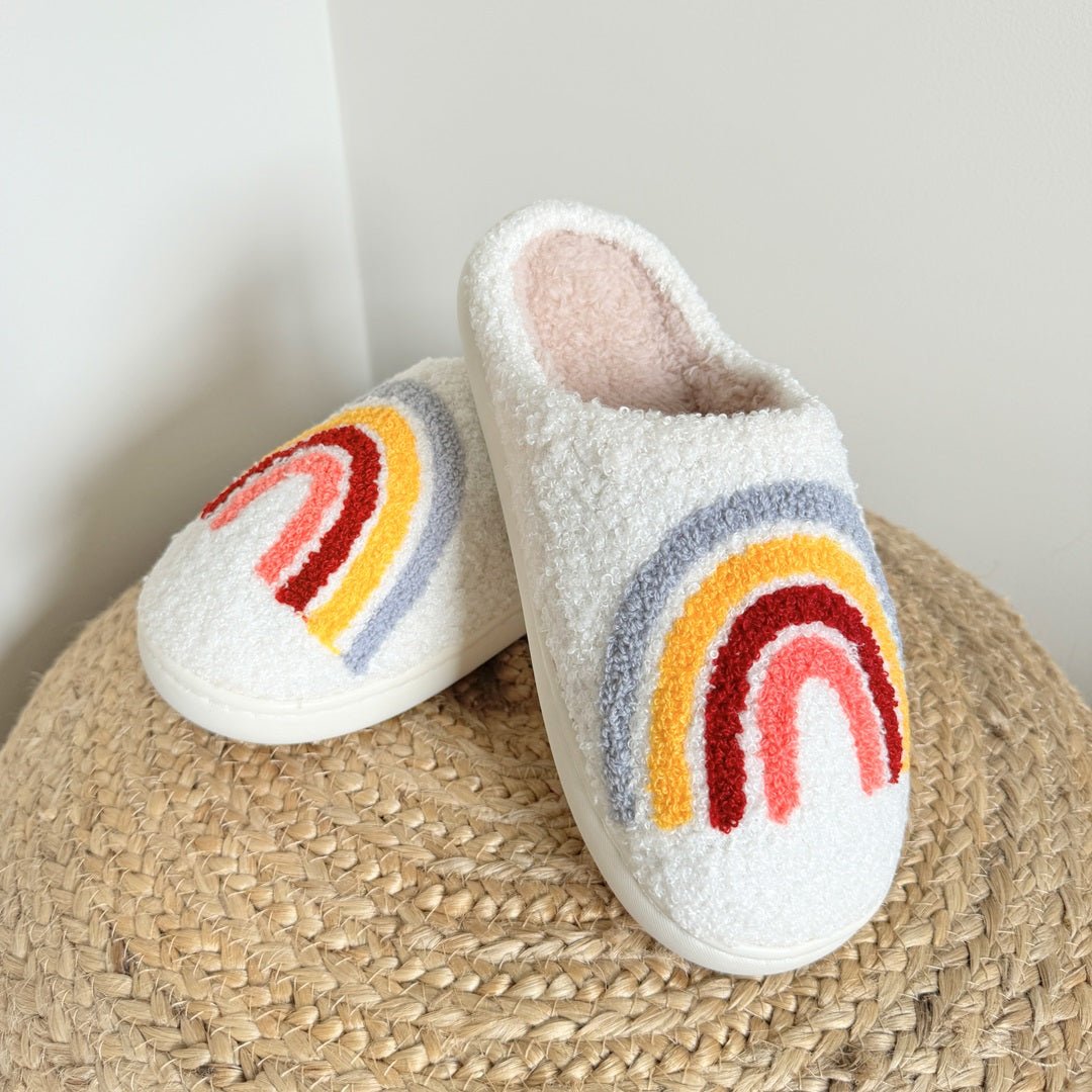 Regenboog Pantoffels | Pluche Sloffen Dames | Antislip Zool-Boutique Moda