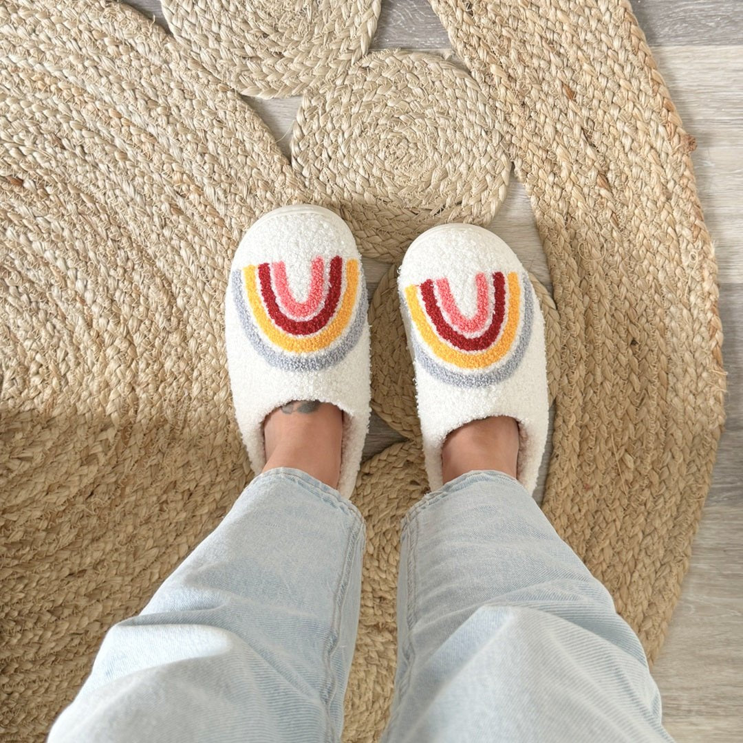 Regenboog Pantoffels | Pluche Sloffen Dames | Antislip Zool-Boutique Moda