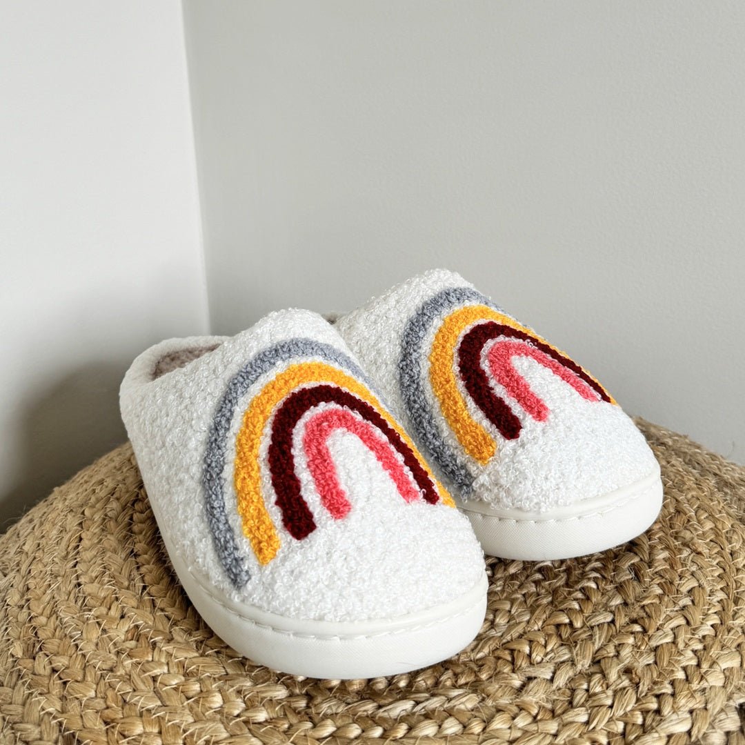 Regenboog Pantoffels | Pluche Sloffen Dames | Antislip Zool-Boutique Moda
