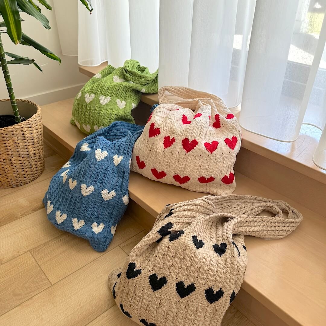 Strandtas | Gehaakt met Hartjes | Katoenen Shopper Dames-Boutique Moda