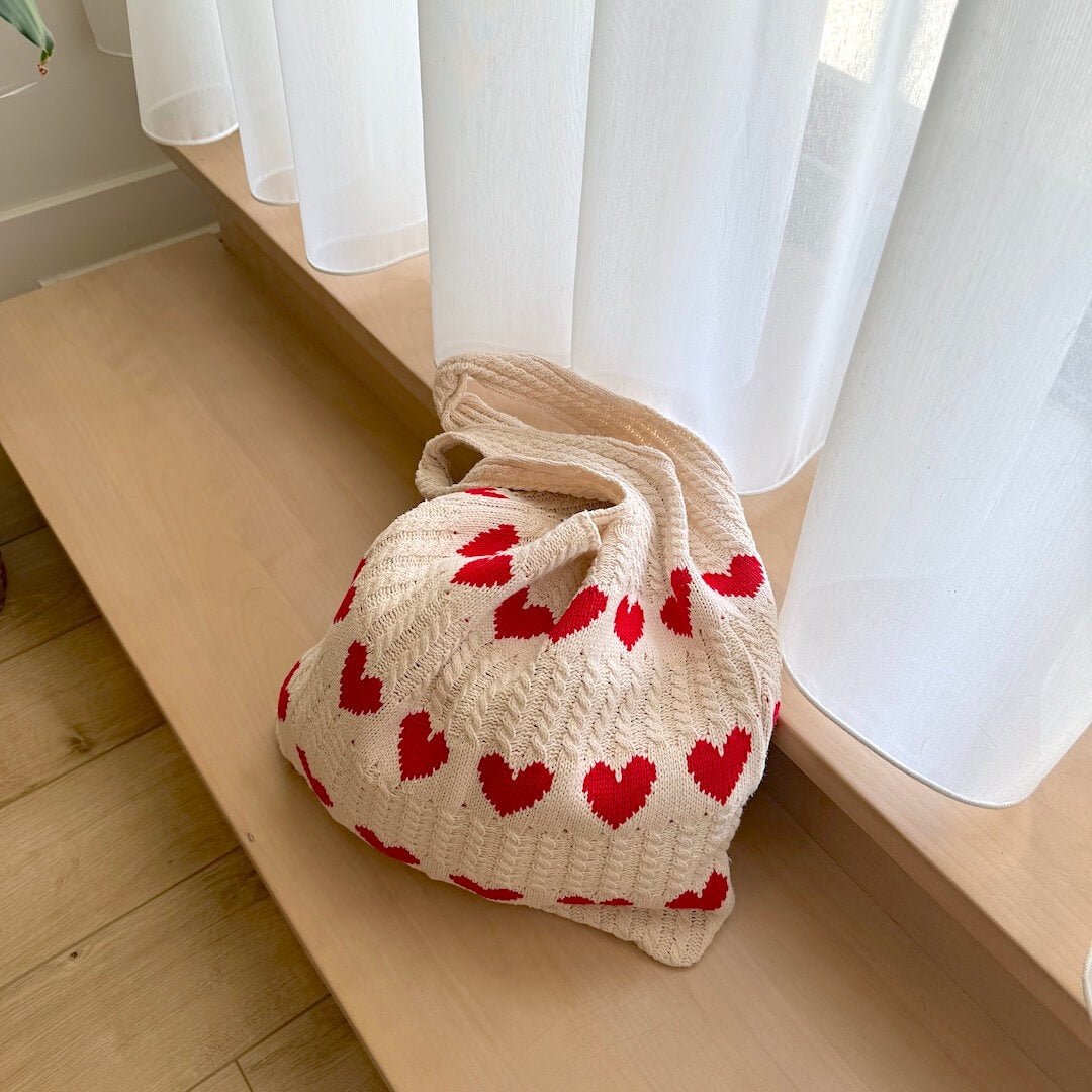 Strandtas | Gehaakt met Hartjes | Katoenen Shopper Dames-Boutique Moda