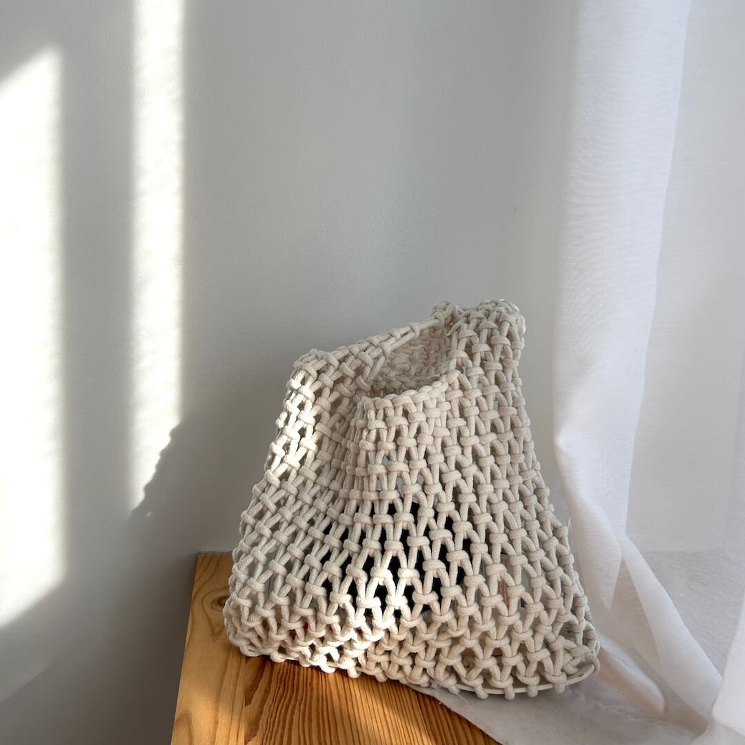 Kleine Handtas | Gehaakt Katoen | Opengewerkte Schoudertas Dames-Boutique Moda