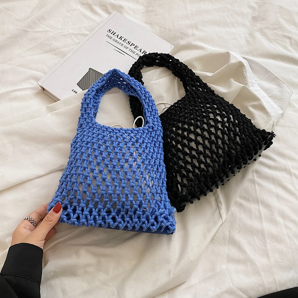Kleine Handtas | Gehaakt Katoen | Opengewerkte Schoudertas Dames-Boutique Moda