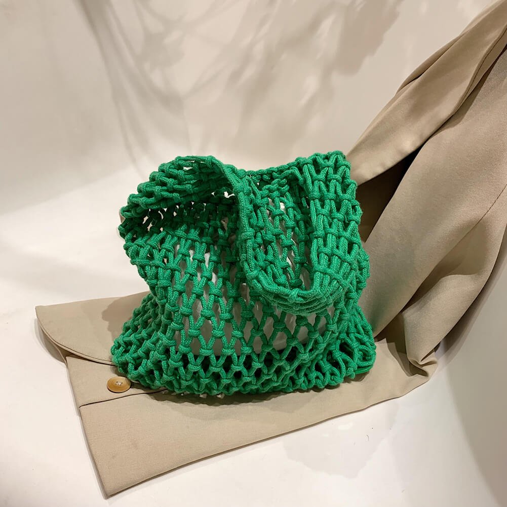 Kleine Handtas | Gehaakt Katoen | Opengewerkte Schoudertas Dames-Boutique Moda