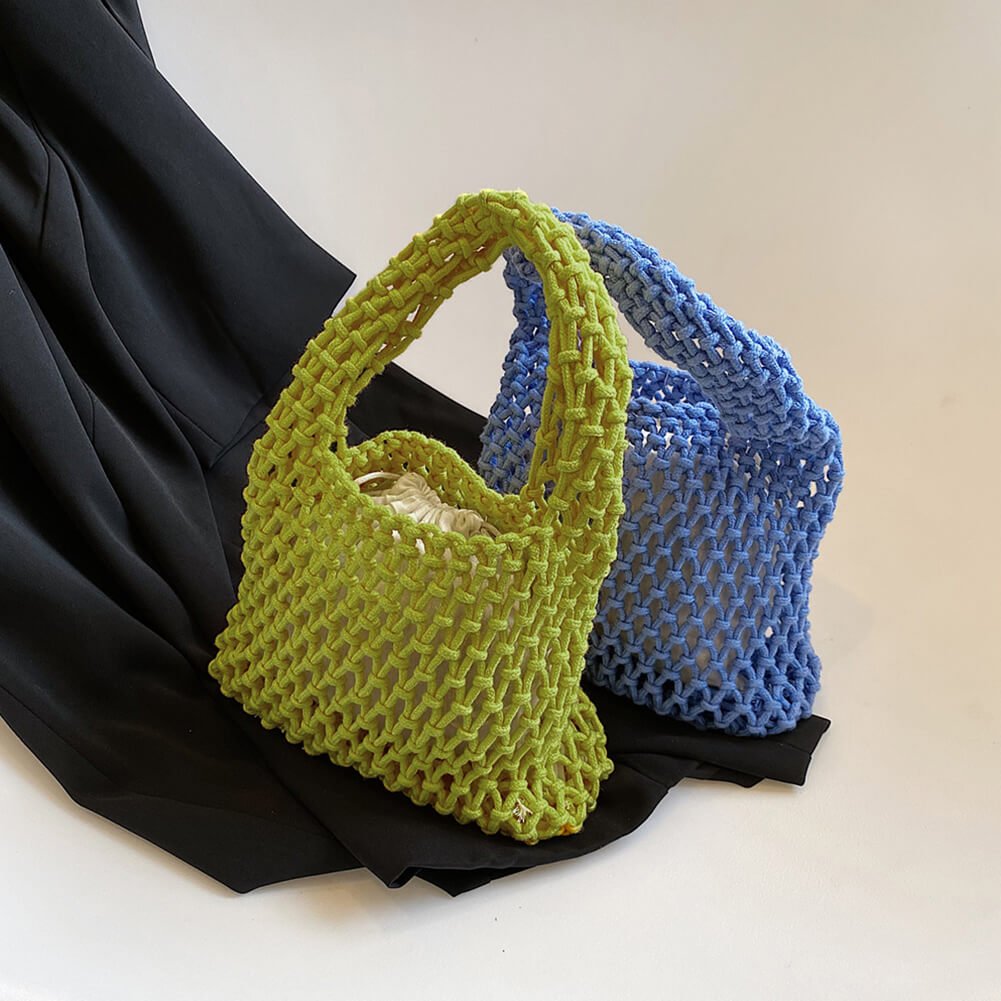 Kleine Handtas | Gehaakt Katoen | Opengewerkte Schoudertas Dames-Boutique Moda