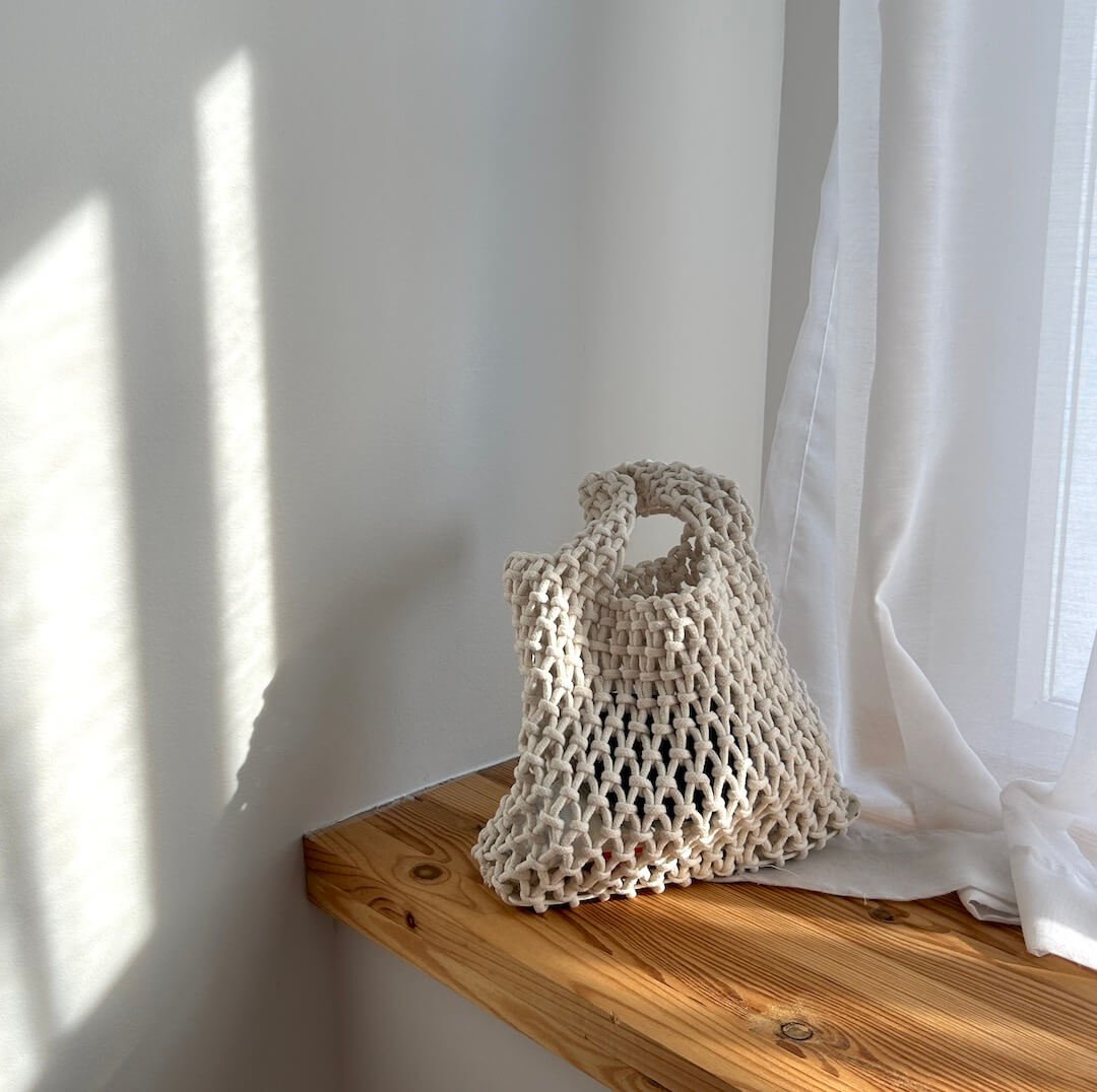 Kleine Handtas | Gehaakt Katoen | Opengewerkte Schoudertas Dames-Boutique Moda