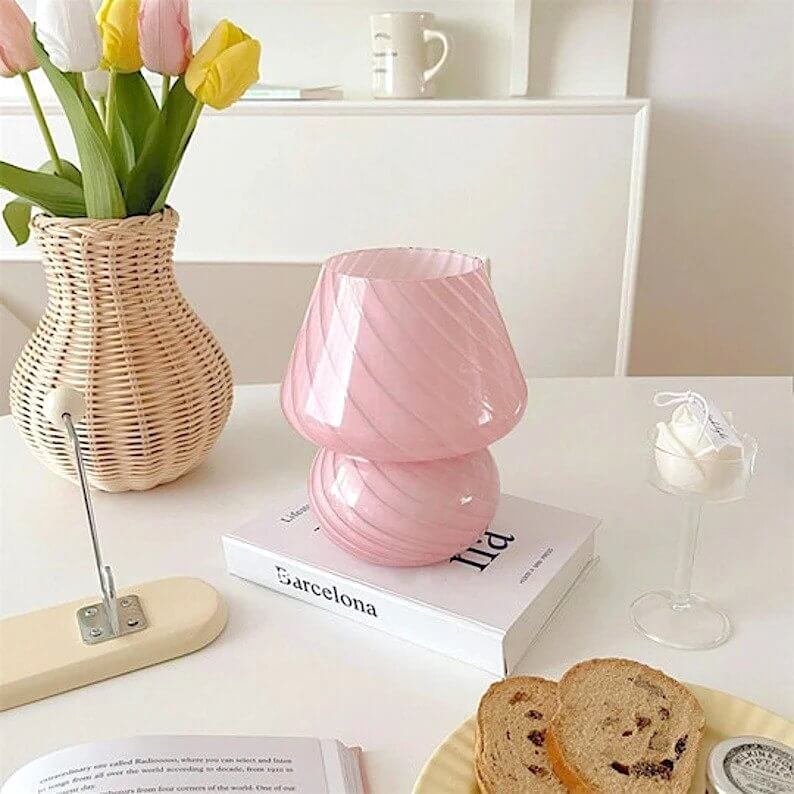 Paddenstoellamp van gedraaid glas 3