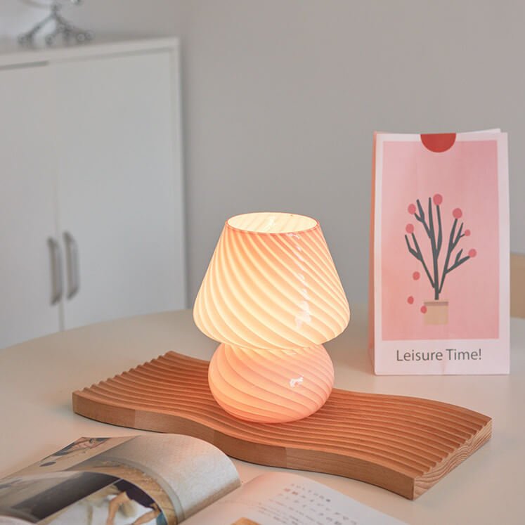 Paddenstoellamp van gedraaid glas 5