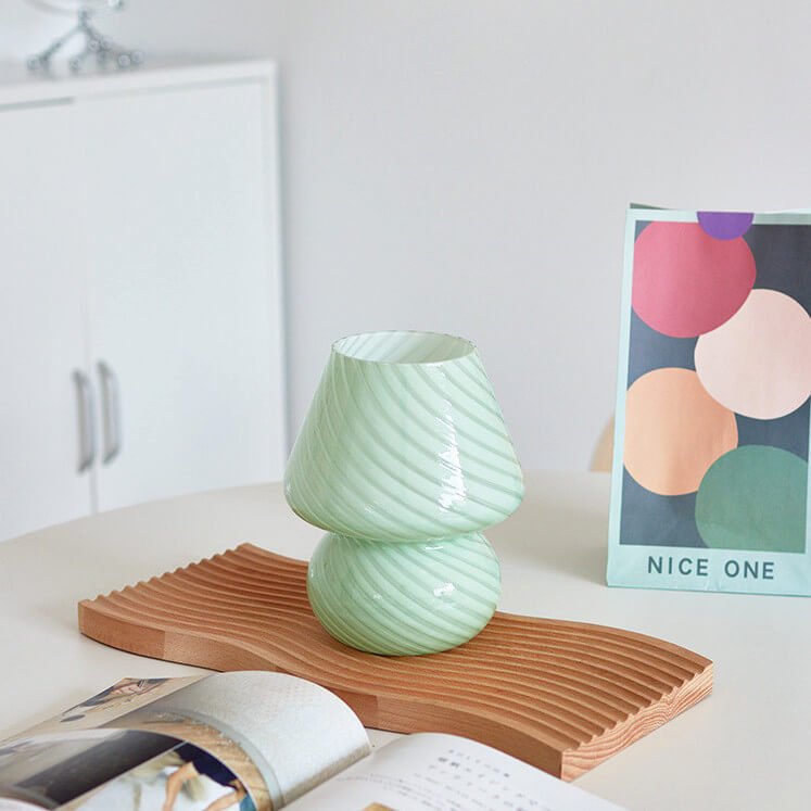 Paddenstoellamp van gedraaid glas 8