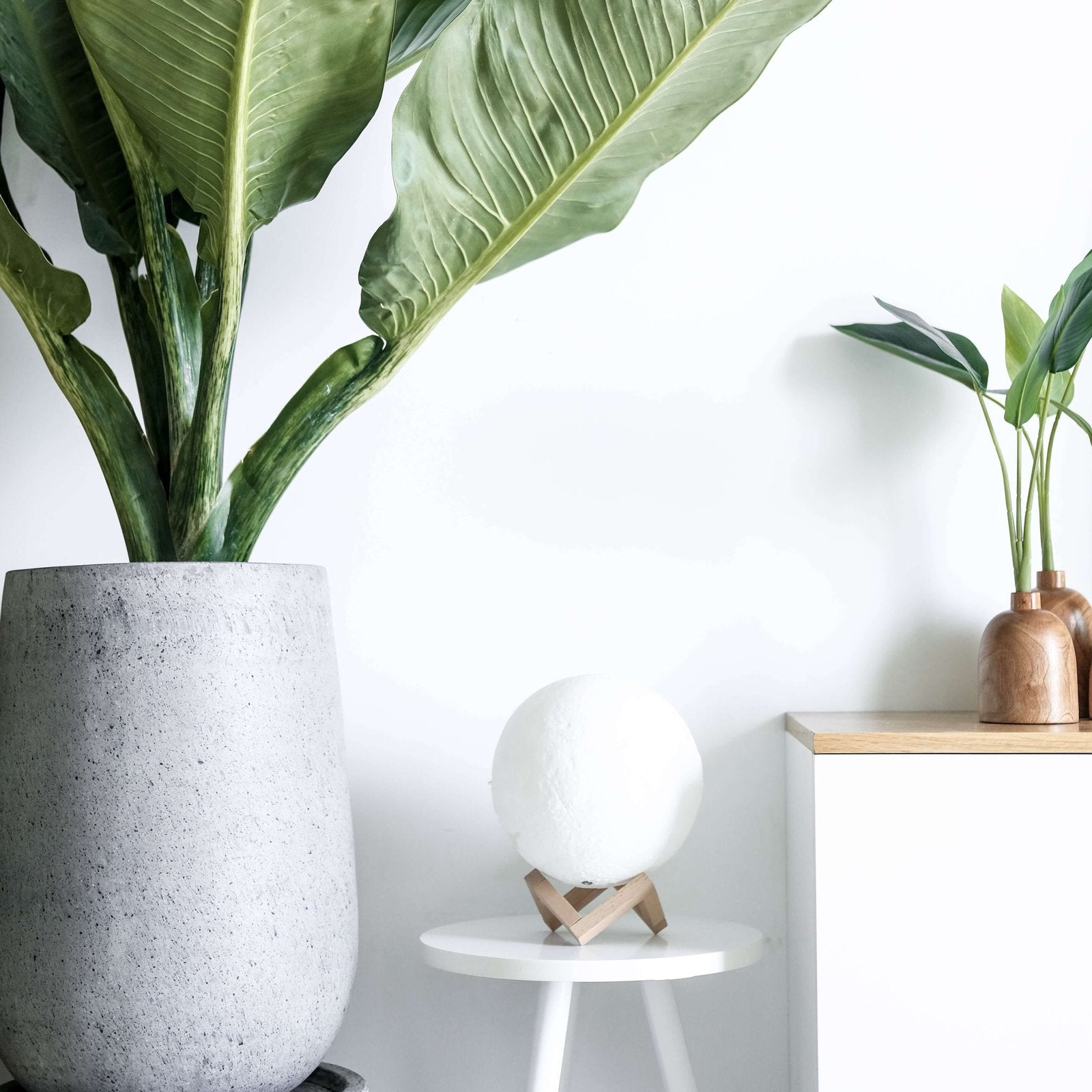 Maanlamp op houten standaard 3